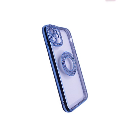 Capa de Silicone Suave com Design de Diamante para Apple iPhone 12 Azul